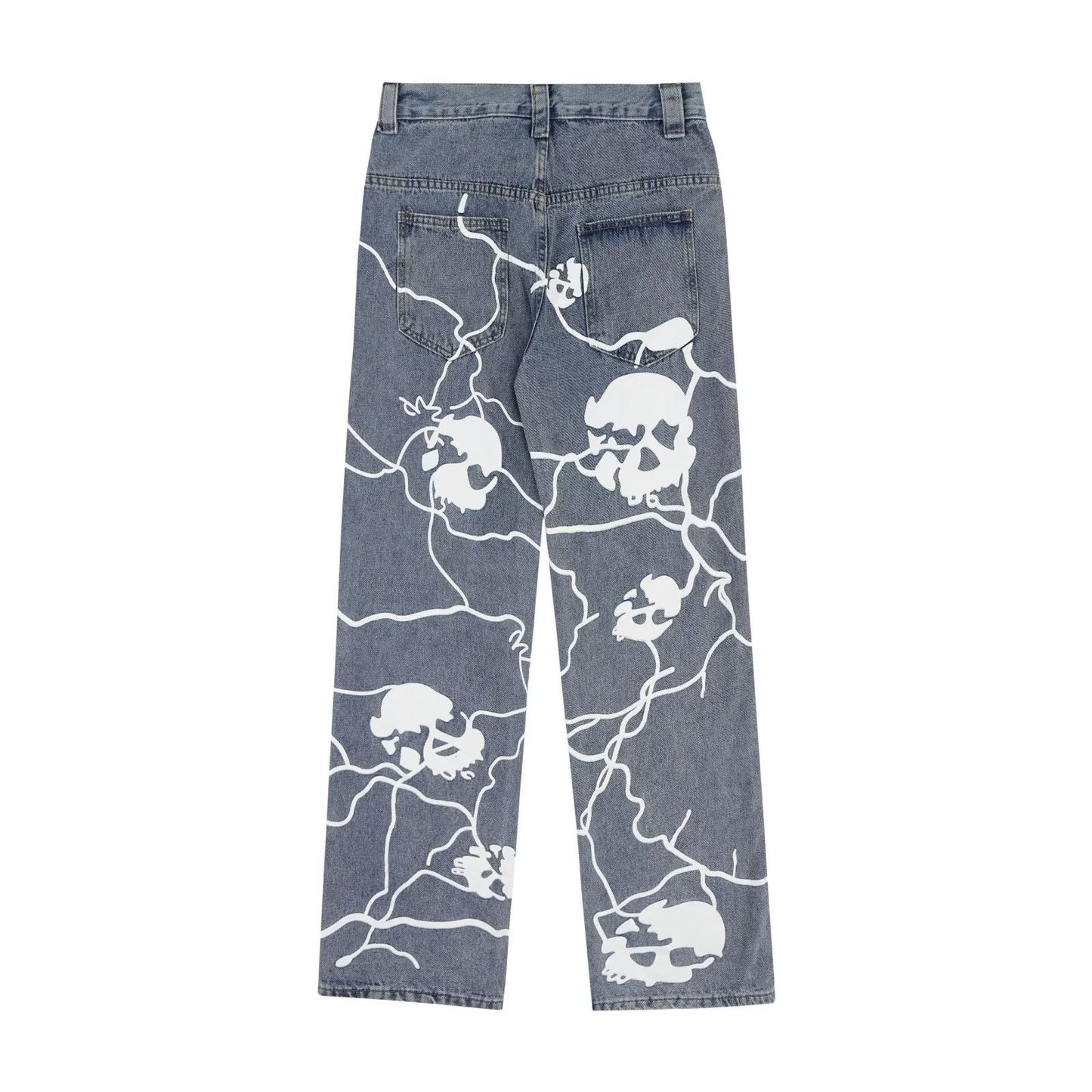Lightning Skull Denim Trousers